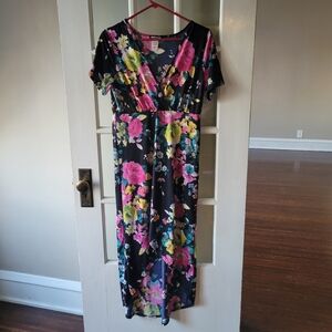 Hemish U.S.A. multicolor floral High-low Short Sleeve Dress S